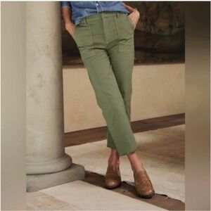Frank & Eileen Blackstone Olive Green Cropped Wide Leg Utility Pants Size 8